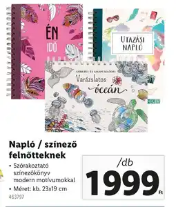 Lidl Napló/színező felnőtteknek ajánlat