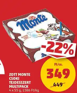 PENNY Zott monte csoki tejdesszert multipack ajánlat