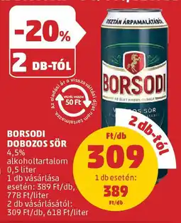 PENNY Borsodi dobozos sör ajánlat
