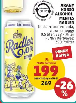 PENNY Arany korso alkohol- mentes radler ajánlat