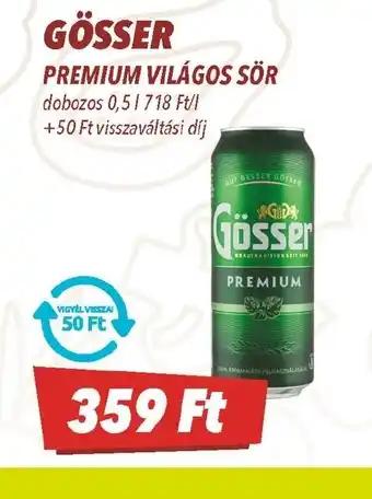 CBA Gösser Premium Világos Sör ajánlat