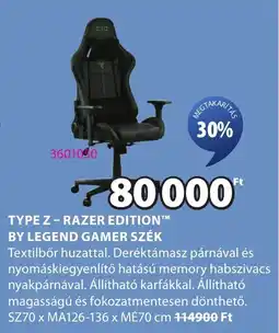 JYSK Type z-razer edition by legend gamer szék ajánlat
