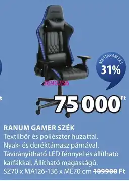 JYSK Ranum gamer szék ajánlat