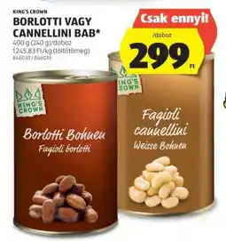 KING'S CROWN BORLOTTI VAGY CANNELLINI BAB