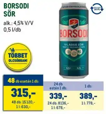Metro Borsodi sör ajánlat