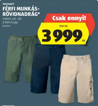 ALDI Topcraft férfi munkás- rövidnadrág ajánlat