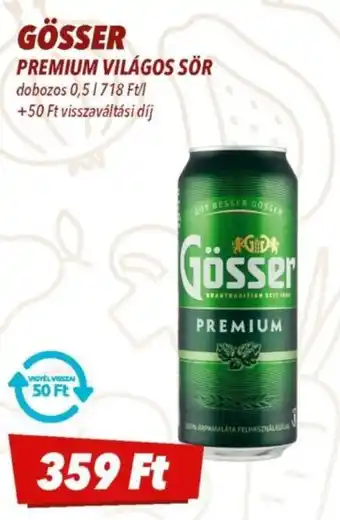 CBA Gösser premium világos sör ajánlat