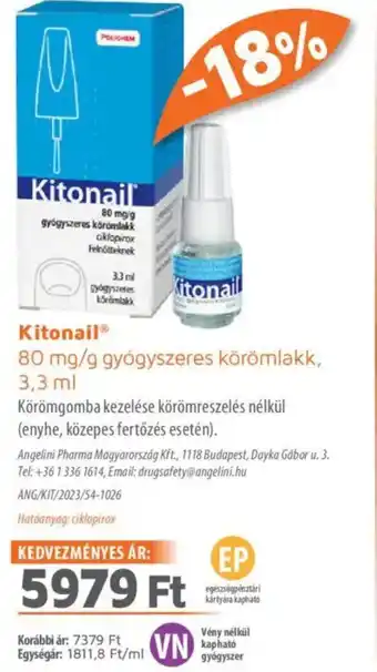 Alma Gyógyszertárak Kitonail gyógyszeres körömlakk ajánlat