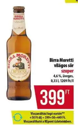 BIRRA MORETTI Világos sör