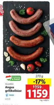 Lidl FALUVÉGI Angus grillkolbász ajánlat