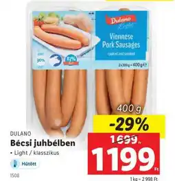 Lidl DULANO Bécsi juhbélben ajánlat