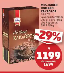 Mrs. baker holland kakaópor