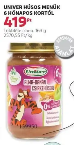 Rossmann Univer húsos menük 6 hónapos kortól ajánlat