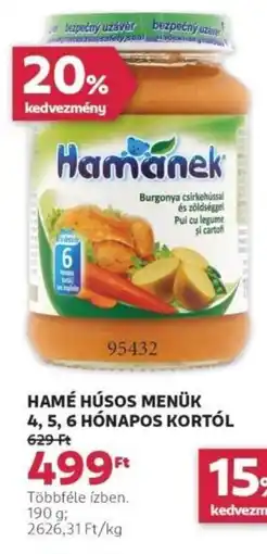 Rossmann Hamé húsos menük 4, 5, 6 hónapos kortól ajánlat