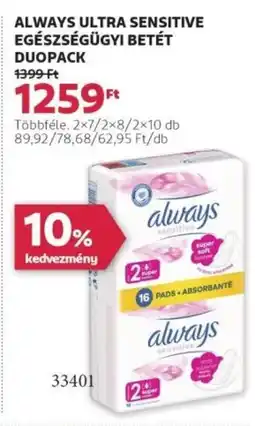 Rossmann Always ultra sensitive egészségügyi betét duopack ajánlat