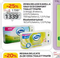 Auchan Zewa Deluxe Kamilla vagy Eco Comfort Toalettpap PAMPERS SINGLEr ajánlat