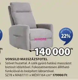 JYSK Vonsild masszázsfotel ajánlat