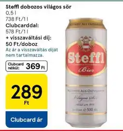 Tesco Steffl dobozos világos sör ajánlat