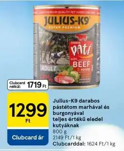 Tesco Julius-K9 darabos pástétom marhával és burgonyával ajánlat