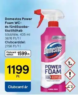 Tesco Domestos Power Foam WC- és fürdőszobatisztítóhab ajánlat