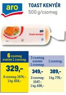 Metro Aro toast kenyér ajánlat