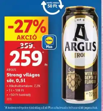 Lidl Argus strong világos sör ajánlat