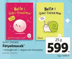 Lidl Quret friends fátyolmaszk ajánlat