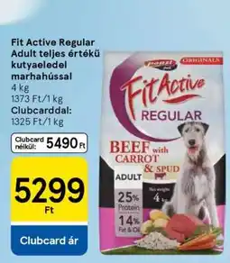 Tesco Fit Active Regular Adult teljes értékű kutyaeledel marhahússal ajánlat