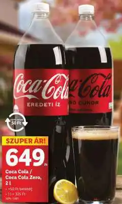 Lidl Coca Cola / Coca Cola Zero, 2 l ajánlat
