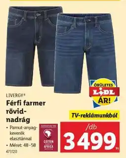 Lidl LIVERGY Férfi farmer rövidnadrág ajánlat