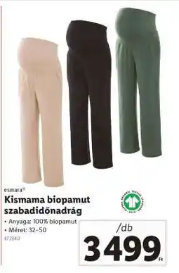 Lidl Kismama biopamut szabadidőnadrág ajánlat