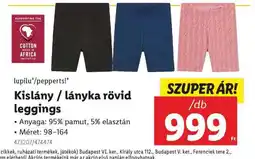 Lidl Kislány / lányka rövid leggings ajánlat