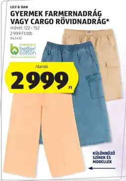 ALDI Lily & dan gyermek farmernadrág vagy cargo rövidnadrág ajánlat
