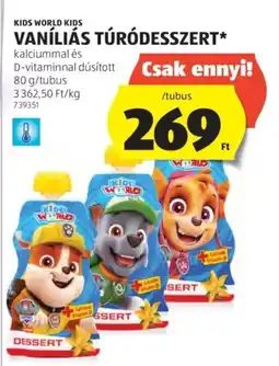 ALDI Kids world kids vaníliás túródesszert ajánlat