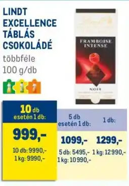 Metro Lindt Excellence táblás csokoládé ajánlat