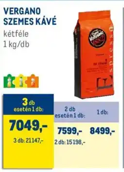 Metro Vergano Szemes kávé ajánlat