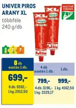Metro Univer Piros arany XL ajánlat