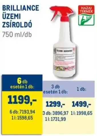 Metro Brilliance üzemi zsíroldó ajánlat