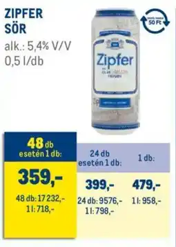 Metro Zipfer sör ajánlat