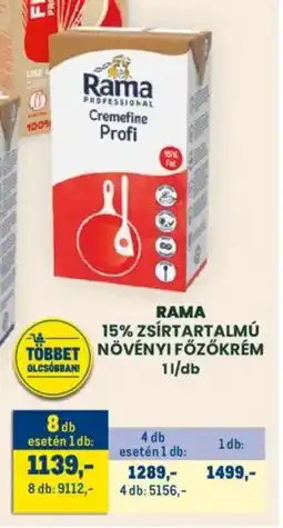 Metro Rama 15% zsírtartalmú növényi főzőkrém ajánlat