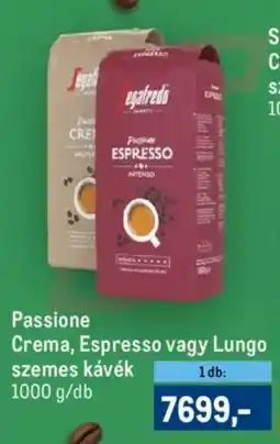 Metro Passione Crema, Espresso / Lungo szemes kávék ajánlat