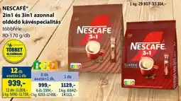 Metro NESCAFÉ 2in1 és 3in1 azonnal oldódó kávéspecialitás ajánlat