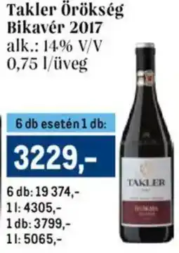Metro Takler örökség bikavér ajánlat