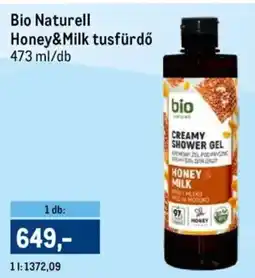 Metro Bio naturell honey&milk tusfürdő ajánlat
