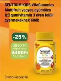 PatikaPlus Centrum kids vitagummies multifruit vegyes gyümölcs ízű gumivitamin ajánlat