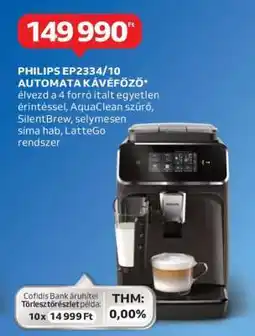 Auchan PHILIPS EP2334/10 AUTOMATA KÁVÉFŐZŐ ajánlat