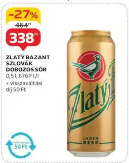 Auchan Zlatý Bazant Szlovák Dobozos Sör ajánlat