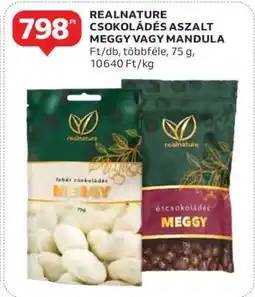 Auchan REALNATURE CSOKOLÁDÉS ASZALT MEGGY VAGY MANDULA ajánlat