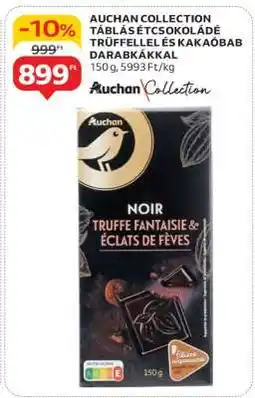 Auchan AUCHAN COLLECTION TÁBLÁS ÉTCSOKOLÁDÉ TRÜFFELLEL ÉS KAKAÓBAB DARABKÁKKAL ajánlat