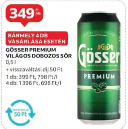 Auchan Gösser Premium Világos Dobozos Sör ajánlat